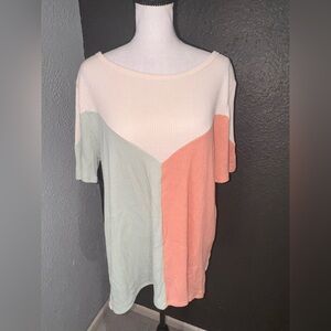 BiBi Colorblock Short Sleeve Top - Cream, Mint, and Coral